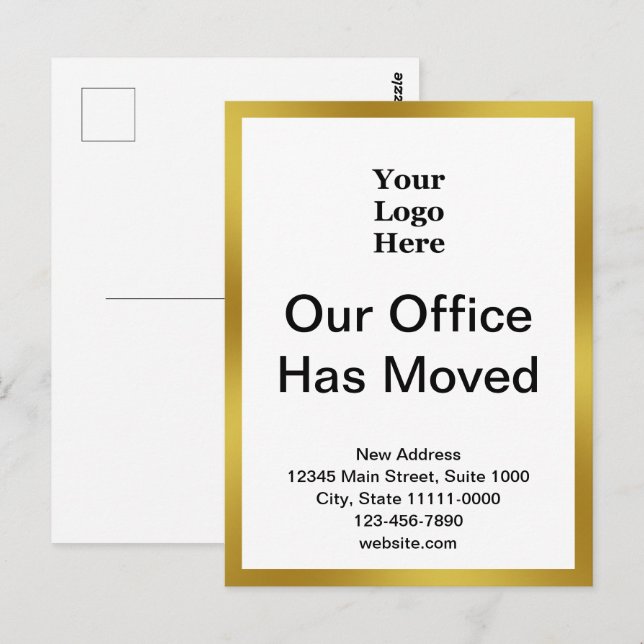 Cambio de dirección Invitación blanca de oro (Anverso / Reverso)