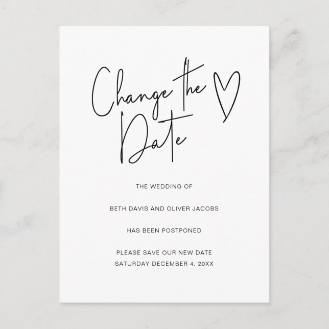 Cambio de Fecha Cambio de Planes Invitación Simple (Anverso)