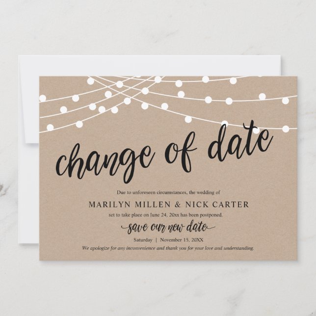 Cambio de fecha, Luces de cadena, Tarjeta de anunc (Anverso)