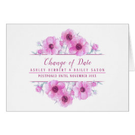 Cambio de fecha tarjeta pospuesta de boda rosa ane