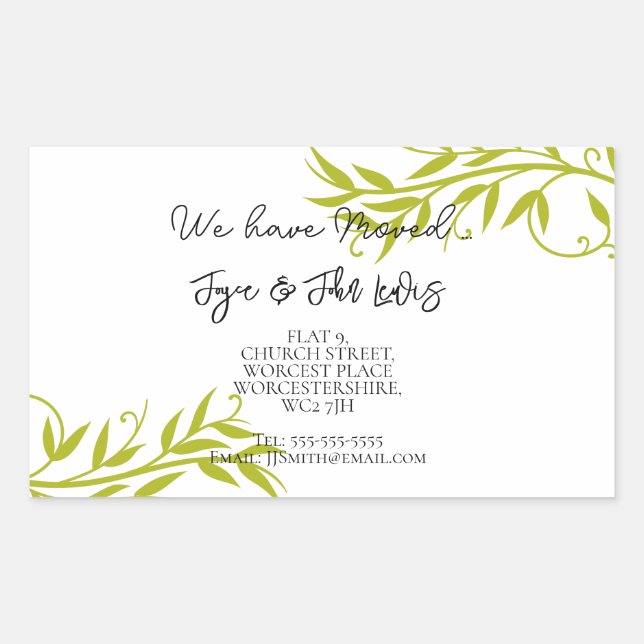 Cambio de pegatina de dirección (Anverso)