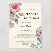 Cambio de plan Rosa tarjeta de ducha de novia