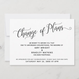 Cambio de planes anuncio de boda pospuesta