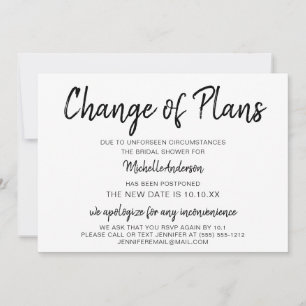 Cambio de planes de ducha de novia con RSVP