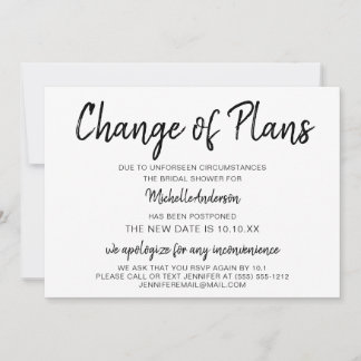Cambio de planes de ducha de novia con RSVP