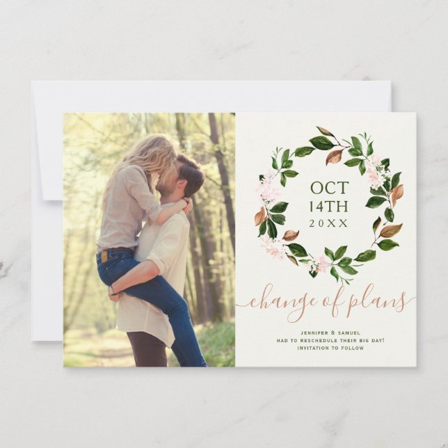 Cambio de Planes de Invitaciones de Fotos de Boda  (Anverso)
