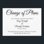 "Cambio de planes" Invitación Boda pospuesta<br><div class="desc">Aquí hay una tarjeta elegante y sencilla para avisar a sus huéspedes si es necesario cambiar su fecha de boda. Utilice los campos de plantilla para añadir sus datos personales y hacer de este diseño único y moderno su propio diseño. El fondo blanco puede cambiarse a cualquier color que prefiera....</div>