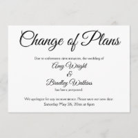 "Cambio de planes" Invitación Boda pospuesta