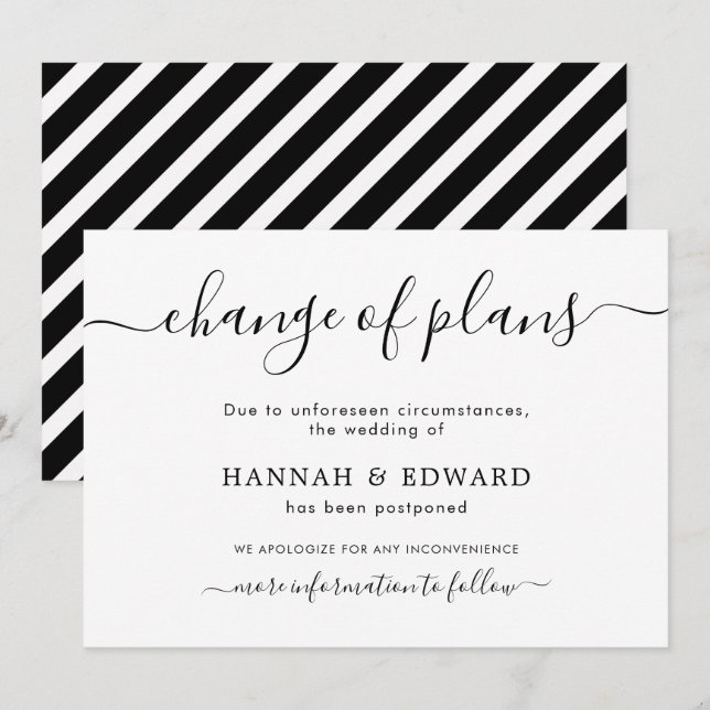 Cambio de planes | Invitación Boda pospuesta (Anverso / Reverso)