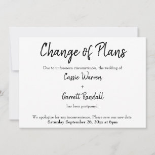 "Cambio de planes" Invitación Boda pospuesta