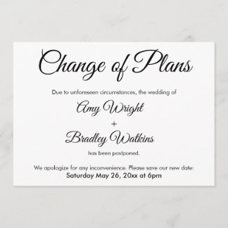 Cambio de planes Invitación Boda pospuesta