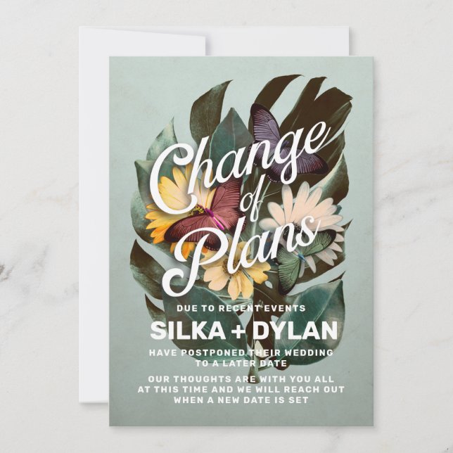 Cambio de planes Invitación de Bodas reprogramados (Anverso)