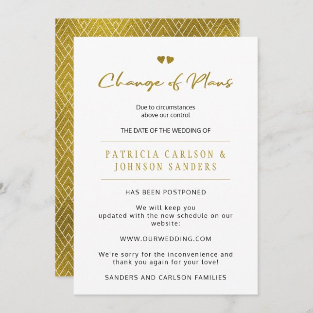 Cambio de planes pospone anuncio de boda (Anverso / Reverso)