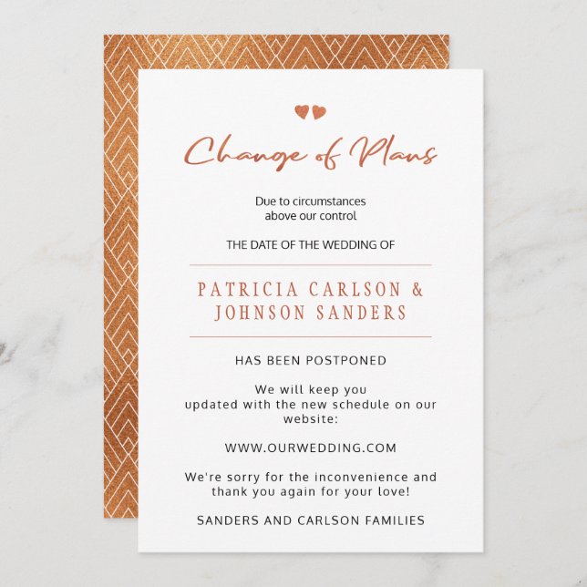 Cambio de planes pospone anuncio de boda (Anverso / Reverso)