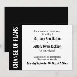Cambio de planes Tarjeta Boda audaz pospuesta