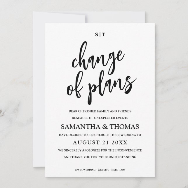 Cambio simple de Invitación de Boda de fecha (Anverso)