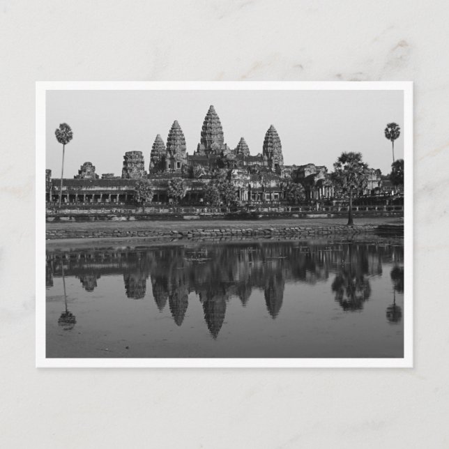 Camboya| Tarjeta postal B&W de Angkor Wat Travel (Anverso)
