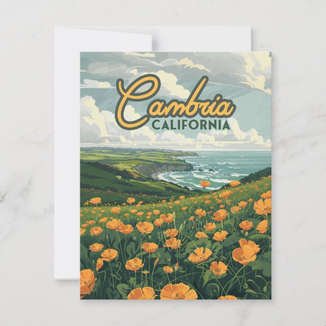 Cambria California Poppies Pacific Coast Card (Anverso)