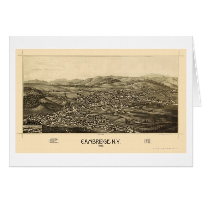 Cambridge, mapa panorámico de NY - 1886 (Anverso (Horizontal))