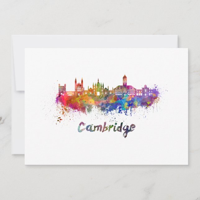 Cambridge skyline in watercolor (Anverso)