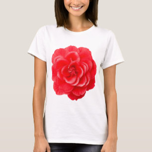Camelia Roja Flor Arte Mujer Camiseta Blanca Elega
