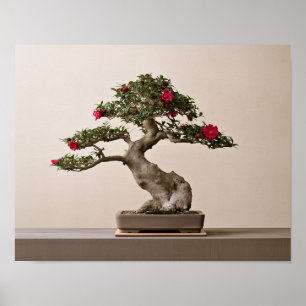 Camelia Sasanqua Bonsai Arte Impreso Japonés 