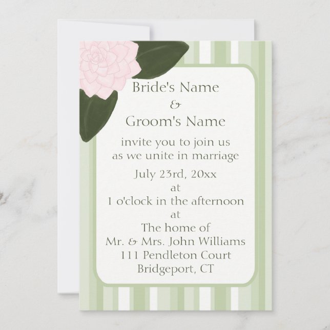 Camelia y rayas que casan la invitación (Anverso)