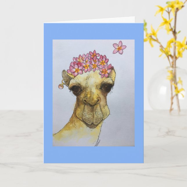 Camello Con Tarjeta De Saludos De Pearl Earring (flor amarilla)