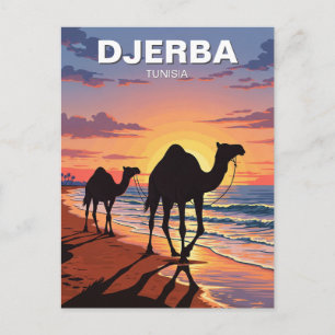 Camellos en la isla de Djerba Túnez Tarjeta postal