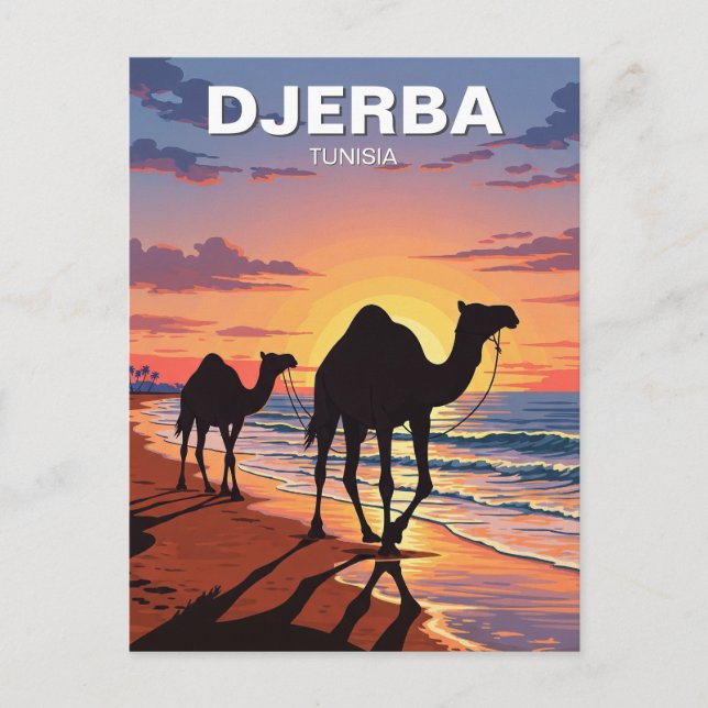 Camellos en la isla de Djerba Túnez Tarjeta postal (Anverso)