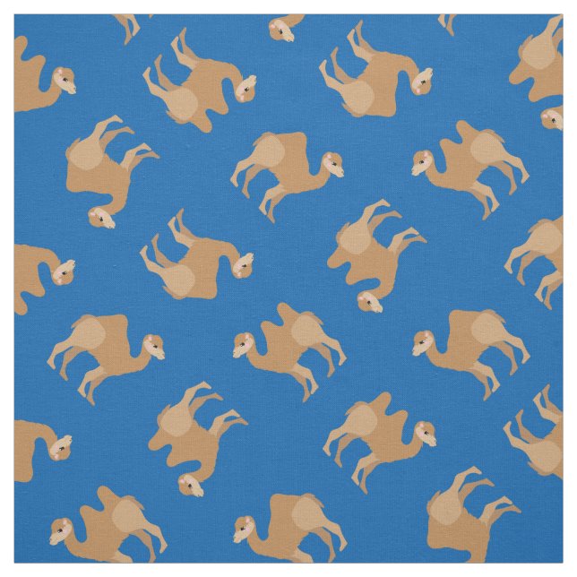Camellos Imprimir tela azul (Retal)