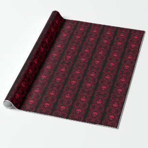 Cameo rojo Damask Skulls en papel de envolvimiento