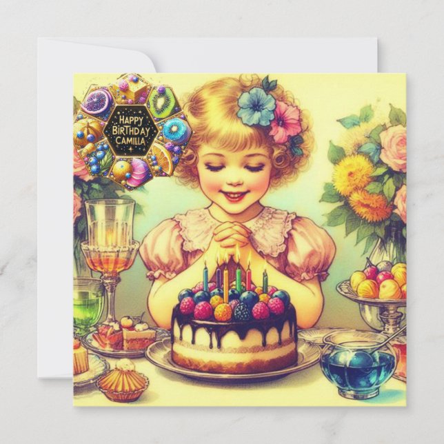 CAMILLA ~ Tarjeta de cumpleaños ~ Chica dulce ~ (Anverso)