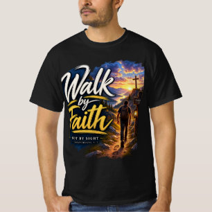 Camina por fe camiseta cristiana 2 Corintios 5:7