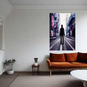 Camina por la calle vacía   Poster de arte de IA