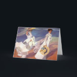 Camina por la tarjeta de felicitación de playa<br><div class="desc">Joaquin Sorolla 1863-1923 "Caminar en la playa"</div>