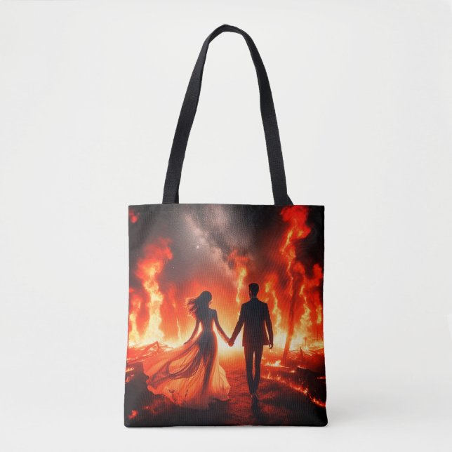 Caminando a través del fuego en una bolsa reutiliz (Anverso)