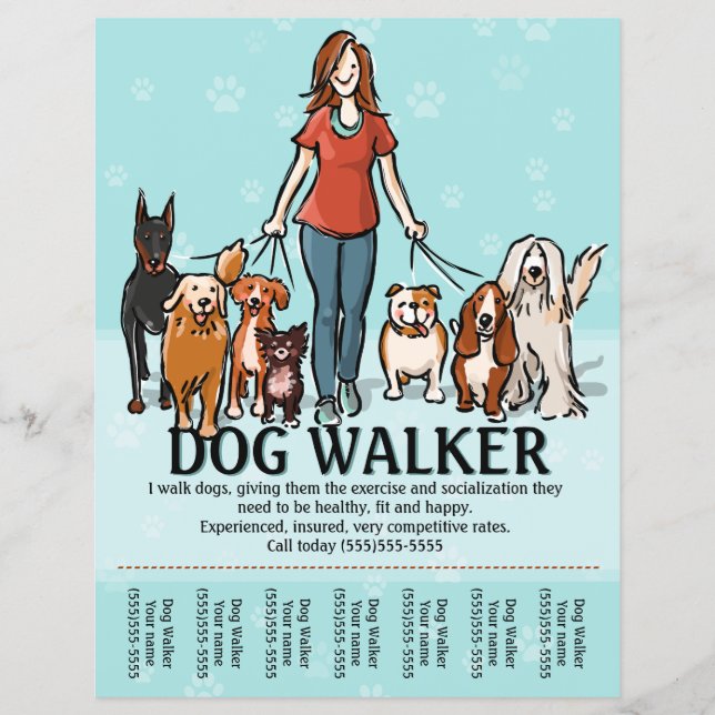 Caminando perro. Perro Walker. Hoja de cálculo (Frente)