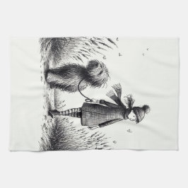 Caminando por la toalla de cocina de perro