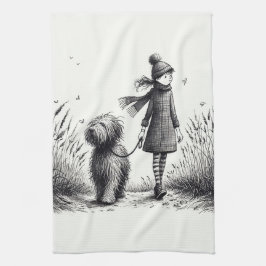 Caminando por la toalla de cocina de perro
