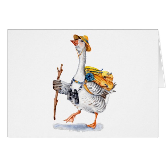 Caminar el ganso con la mochila y los prismáticos (Anverso (Horizontal))