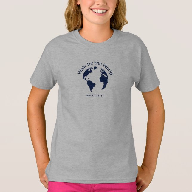 Caminar Por La Camiseta Mundial - Chicas Gris Oscu (Anverso)