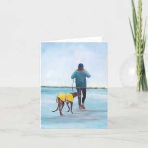 Caminar por la tarjeta de notas de arte de perro d