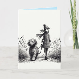 Caminar por la tarjeta de perro