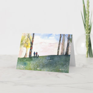 Caminar Por La Tarjeta De Saludo De Dog Blank