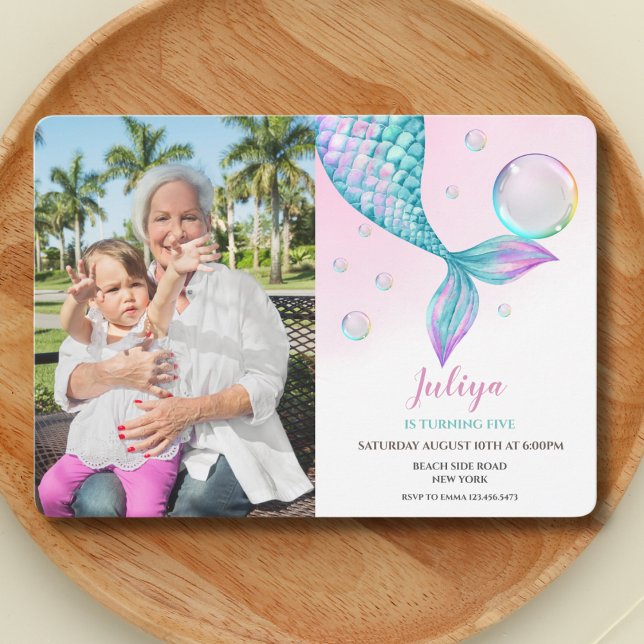Caminata de sirena con burbujas Invitación a la fo (Subido por el creador)