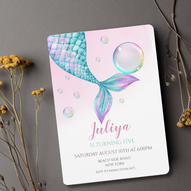 Caminata de sirena con burbujas Invitación al cump (Subido por el creador)
