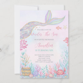 Caminata De Sirenas Bajo Invitación Al Cumpleaños