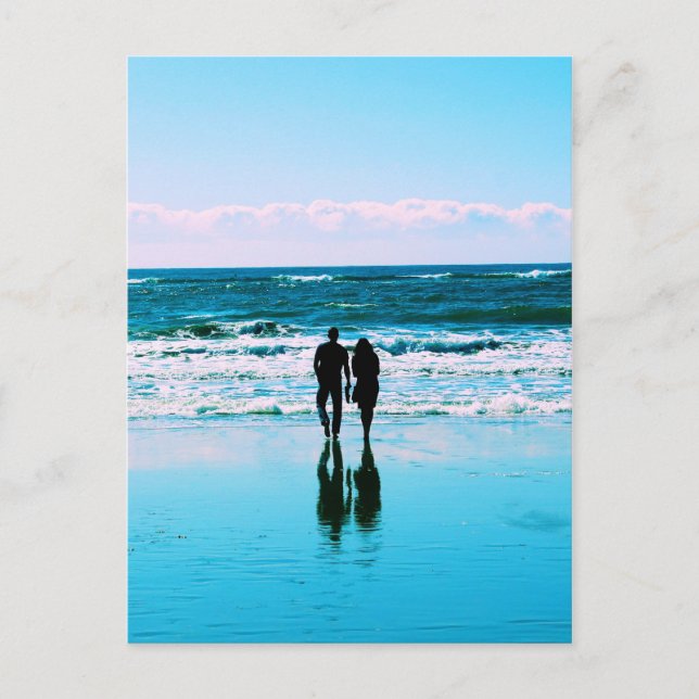 Caminata romántica en la postal de la playa (Anverso)