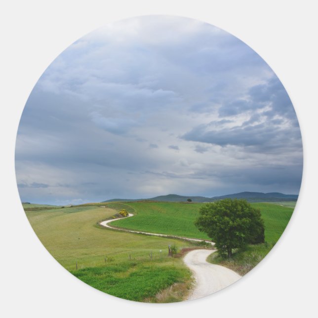 Camino curvado hacia un pegatina redondeado de des (Anverso)